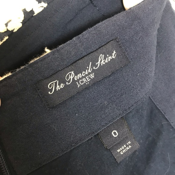 J CREW Navy Floral Embroidered Pencil Skirt - Picture 7 of 8